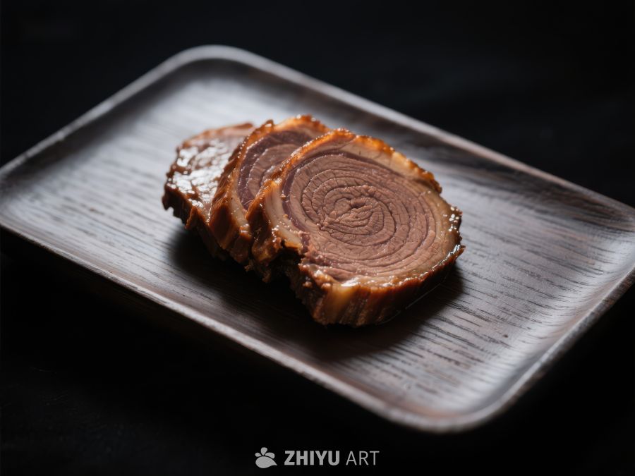 精致切片肉品置于木质托盘 531
