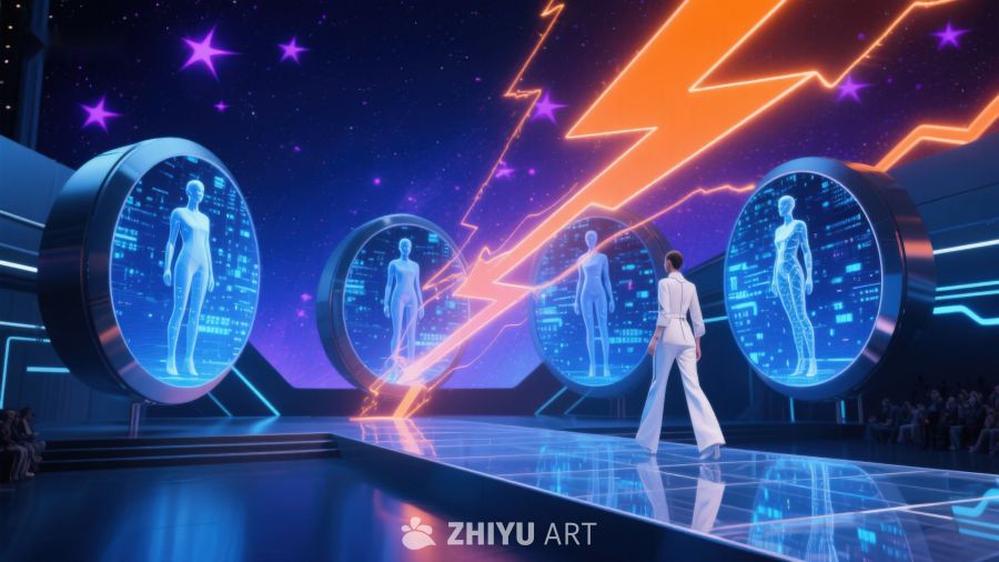 未来科技展示：人体模型与闪电 720