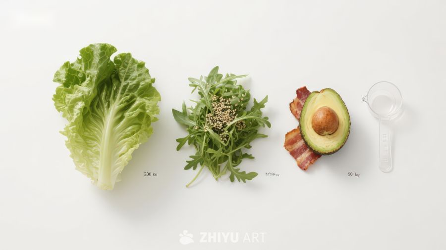 新鲜蔬菜与食材组合展示