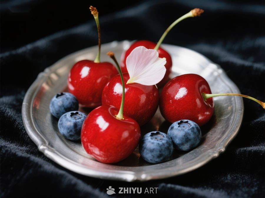 樱桃蓝莓盘中静物 700