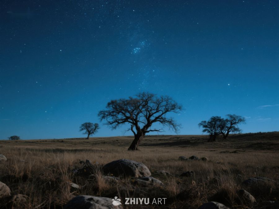 夜空下的孤树与星空 312