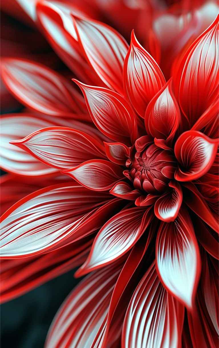一朵红色艺术花，花瓣上有着立体的浮雕图案，精美绝伦 2
