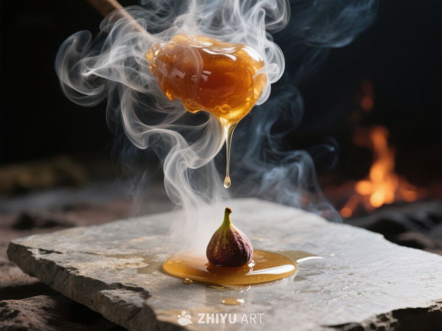 热蜜滴落无花果上，烟雾缭绕 414