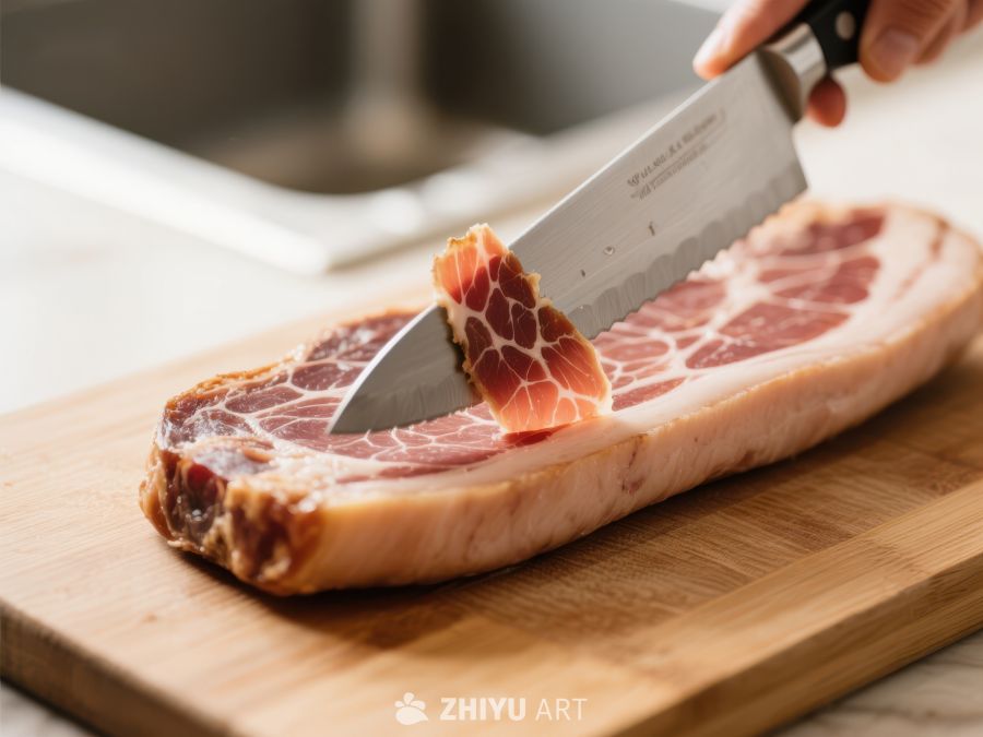 切割腌制肉片的瞬间 468