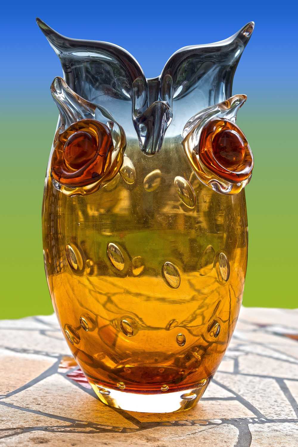 玻璃艺术花瓶猫头鹰