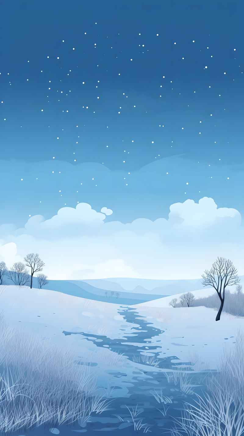 冬季唯美雪景创业插画 94