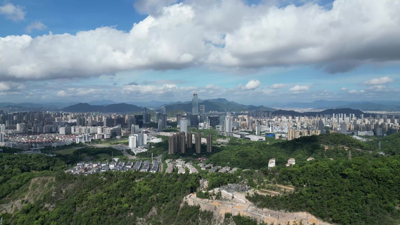  航拍台州大景白云飞瀑公园