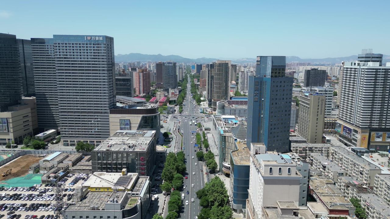  航拍河北石家庄大景石家庄商业高楼