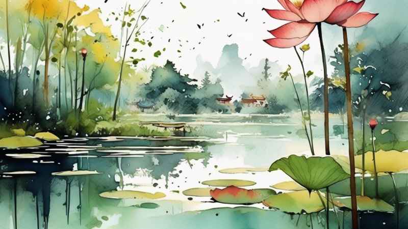 国风水墨山水画简约风格插画 55