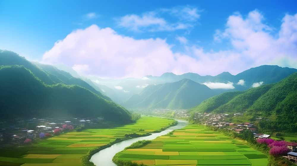 水彩风景绿色