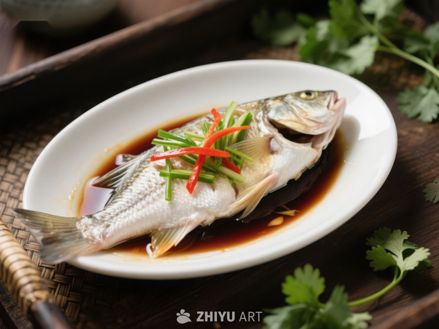 清蒸鱼配葱丝红椒 748
