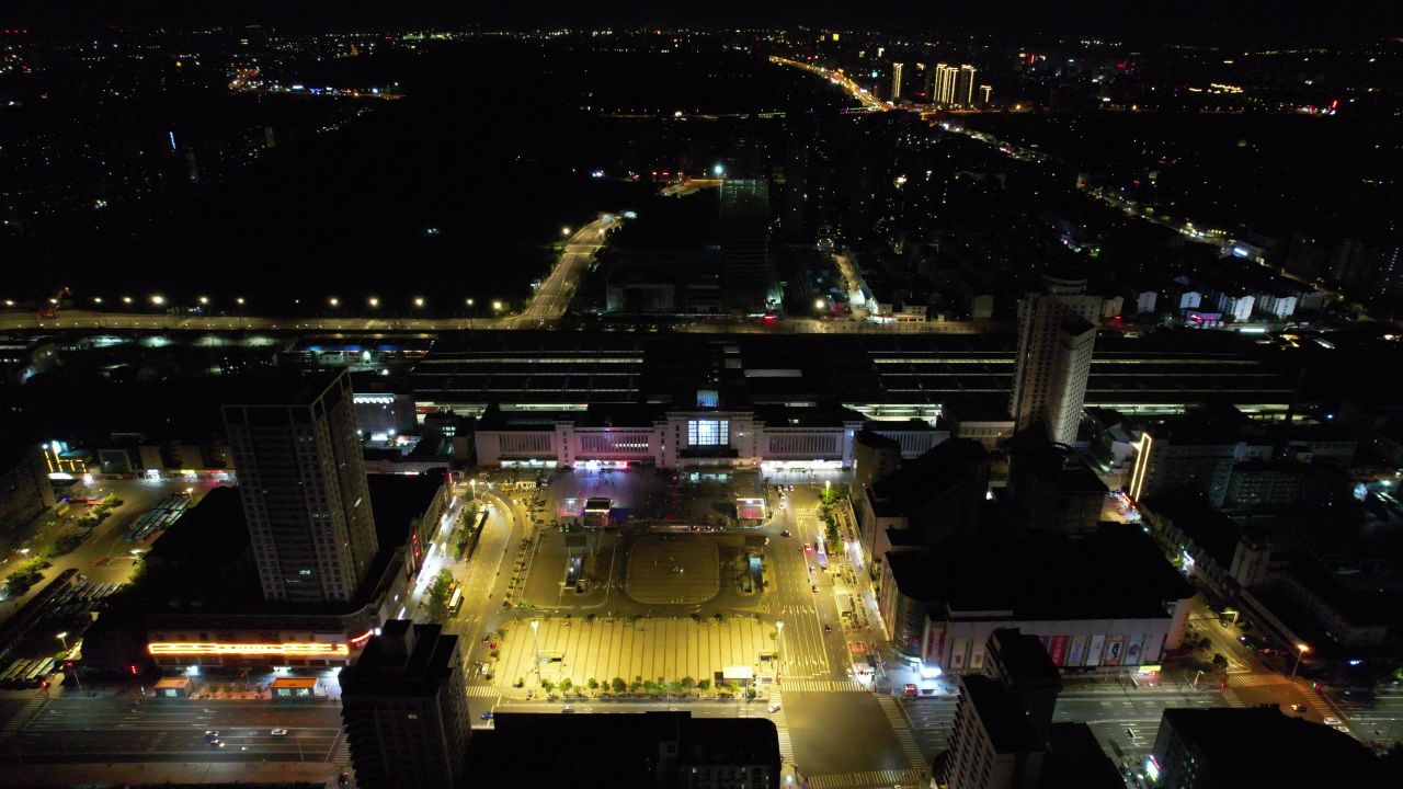 江苏徐州城市夜景灯光航拍