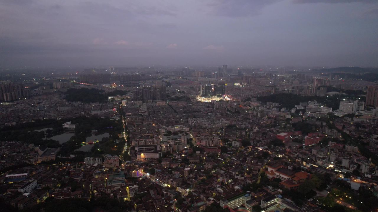 广东中山城市夜景灯光航拍