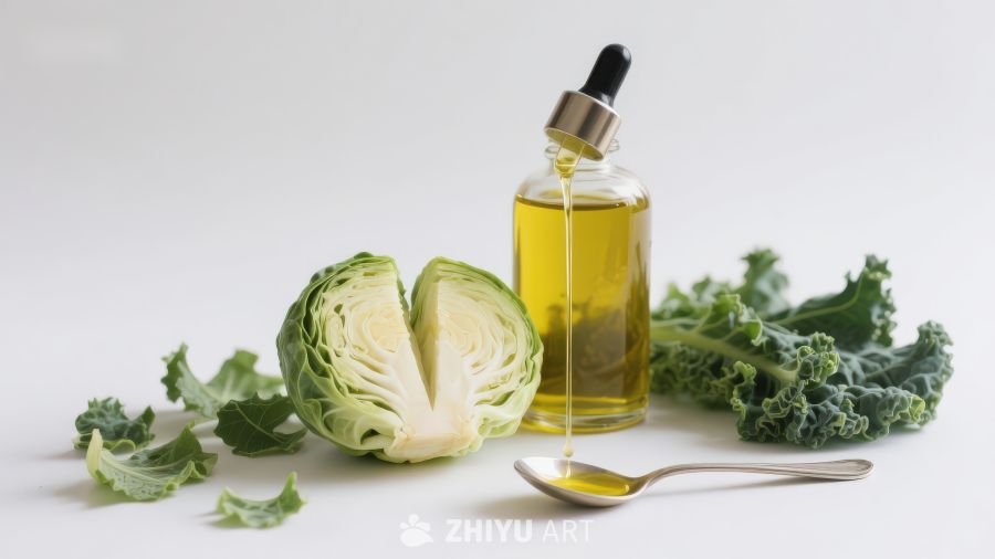 卷心菜与植物油静物摆拍