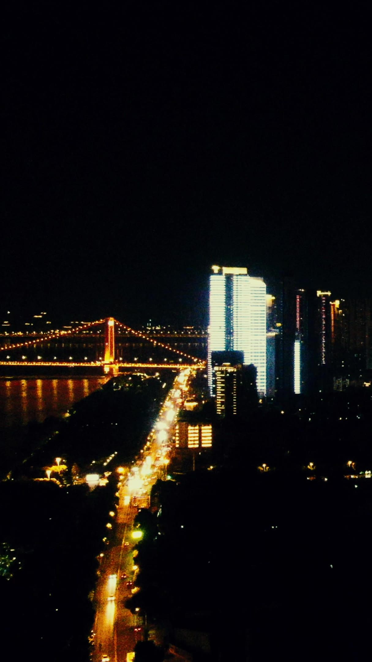  湖北武汉城市夜景竖屏航拍