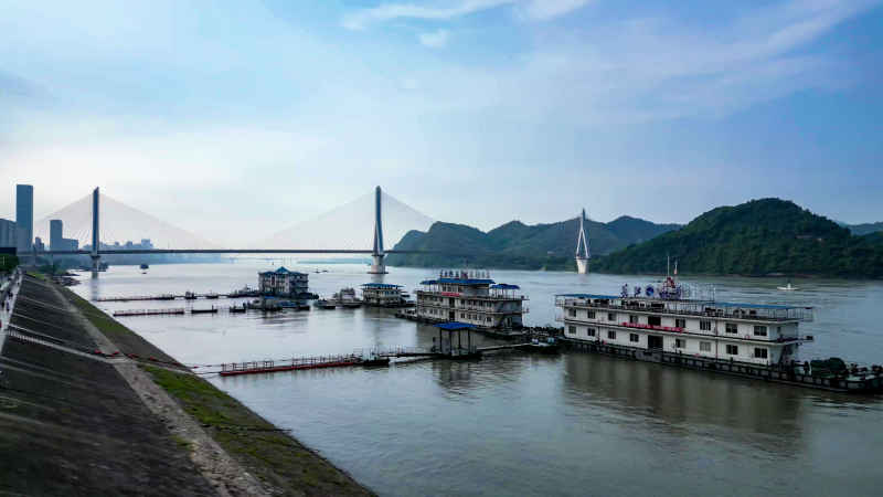 湖北宜昌城市风光航拍图 
