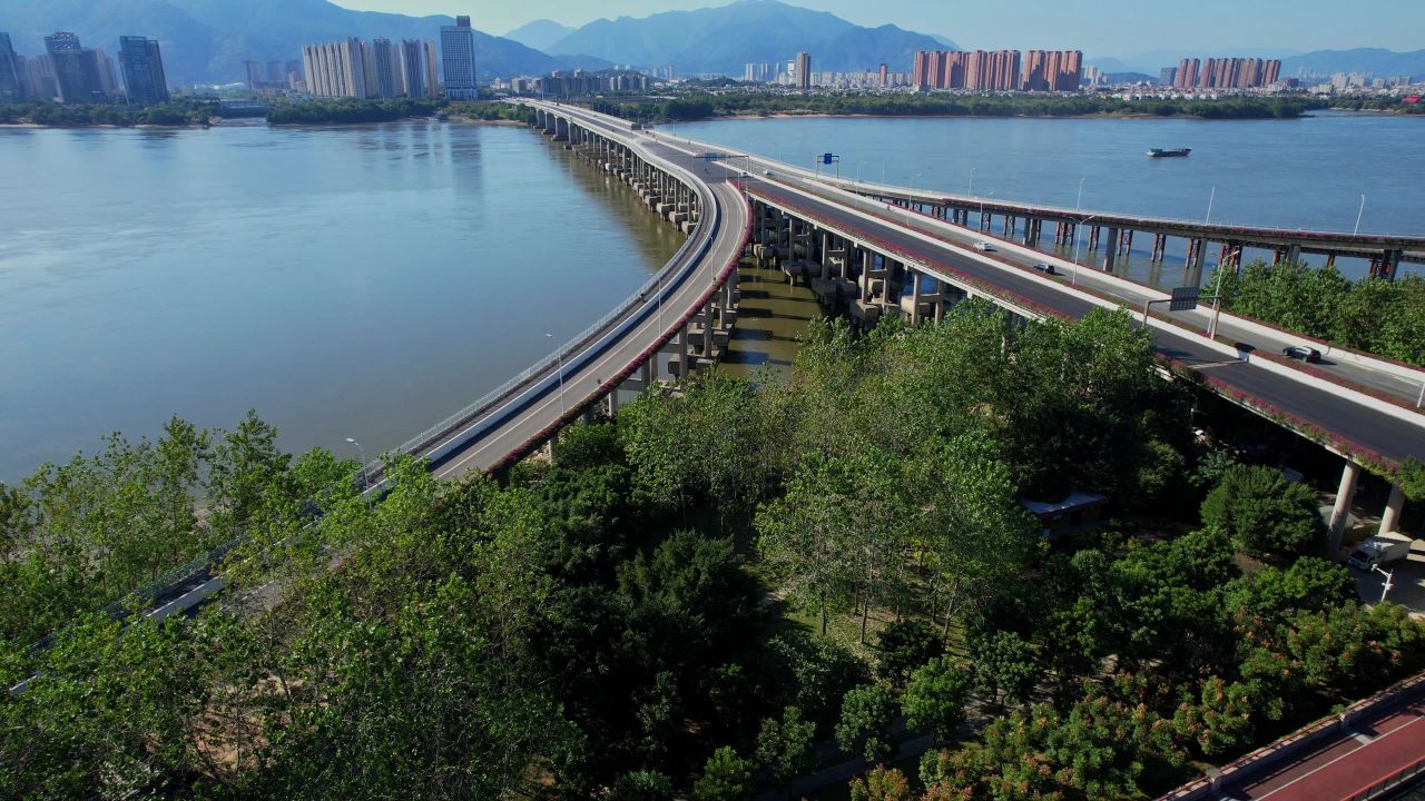 航拍福州橘园洲大桥景观 8