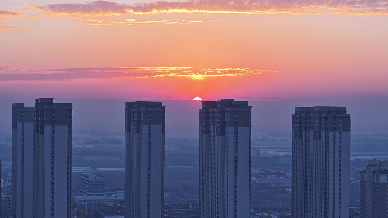城市日落