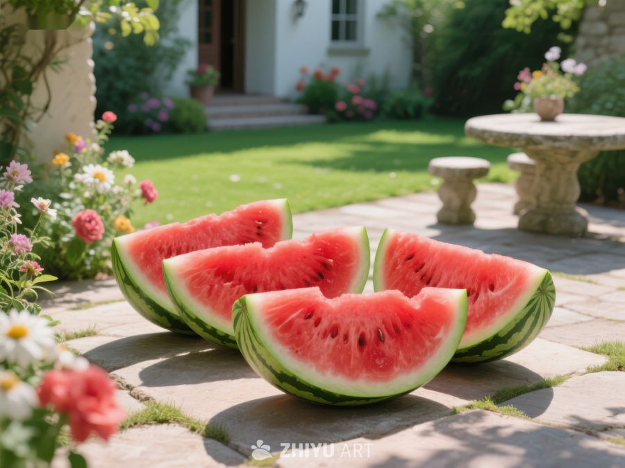 夏日花园中的西瓜切片 630