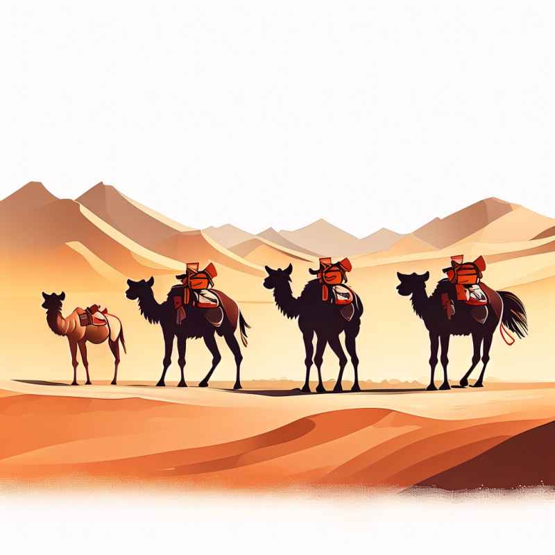 驼队沙漠丝绸之路元素插画 3
