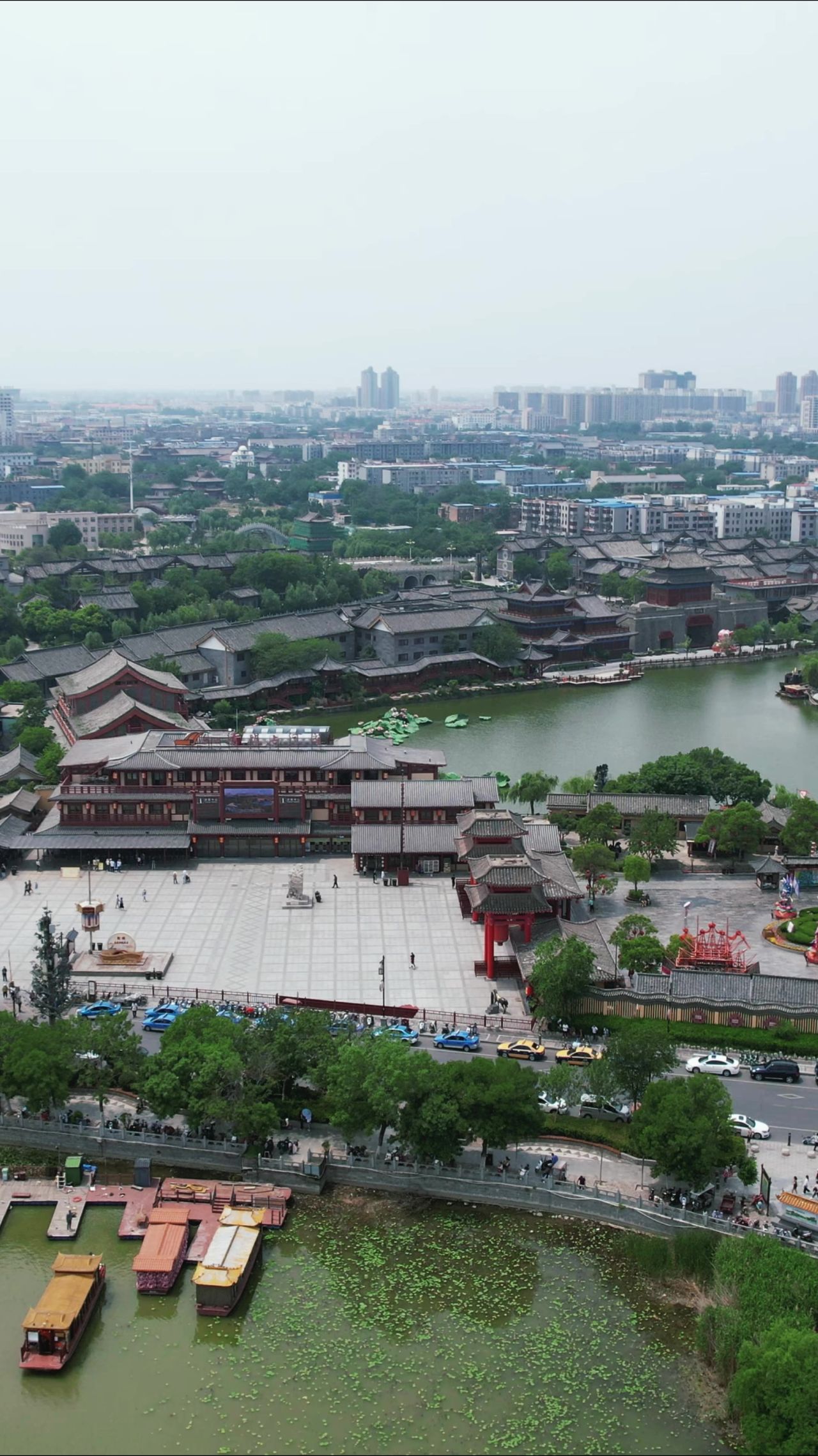 河南开封城市风光旅游景区航拍 