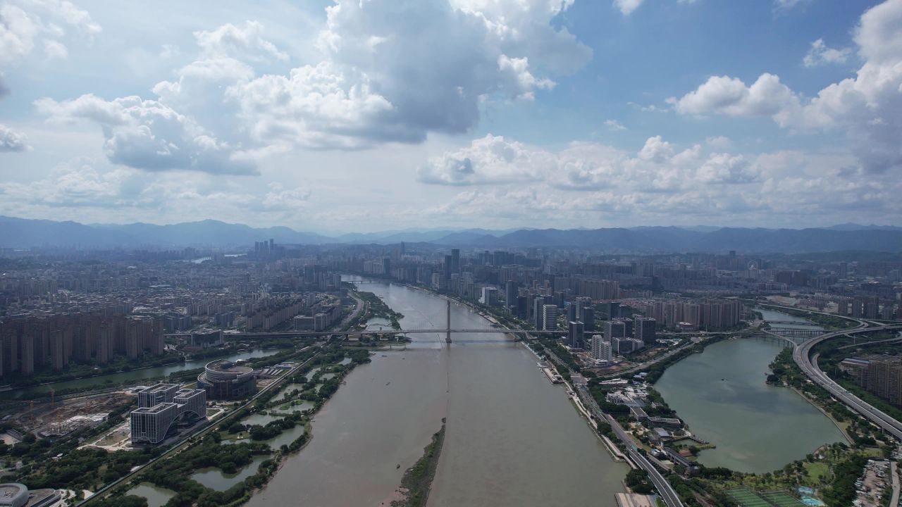 福建福州城市风光航拍 