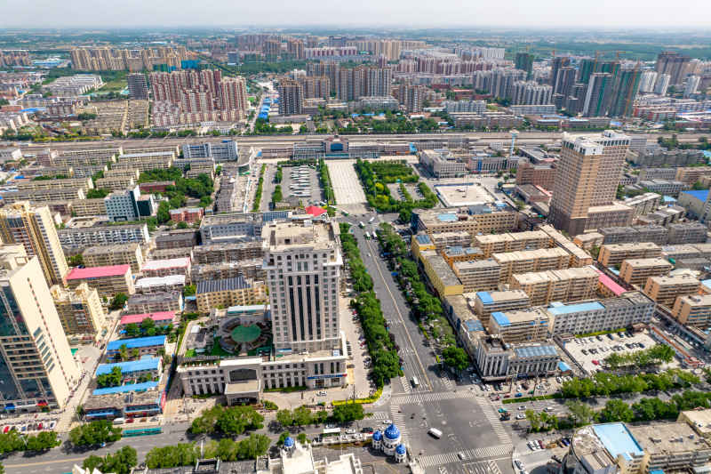 河北衡水城市风光航拍图