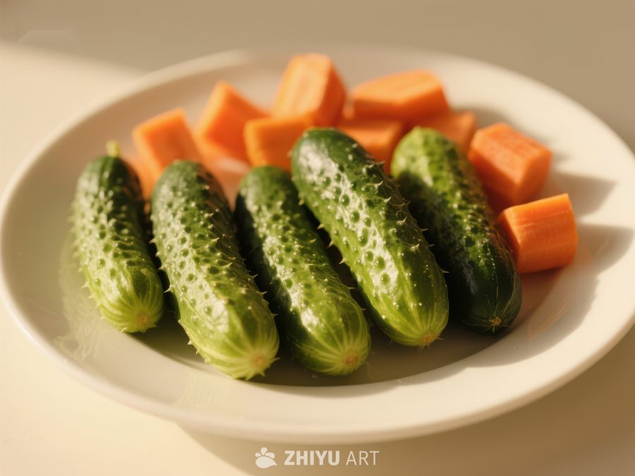 新鲜黄瓜与胡萝卜块的组合 243