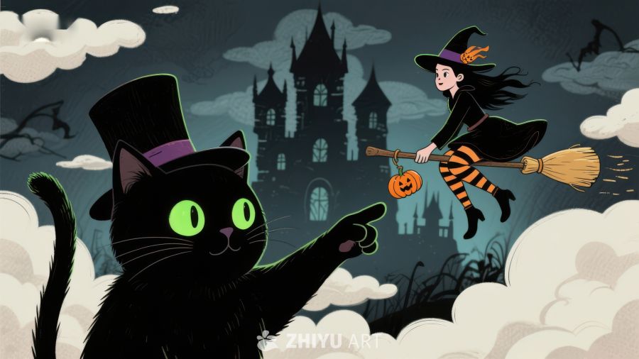 万圣夜巫女与黑猫的奇幻飞行