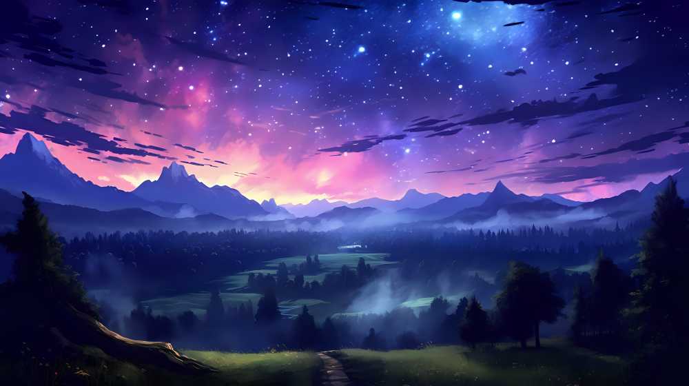 夜景的山更加的梦幻