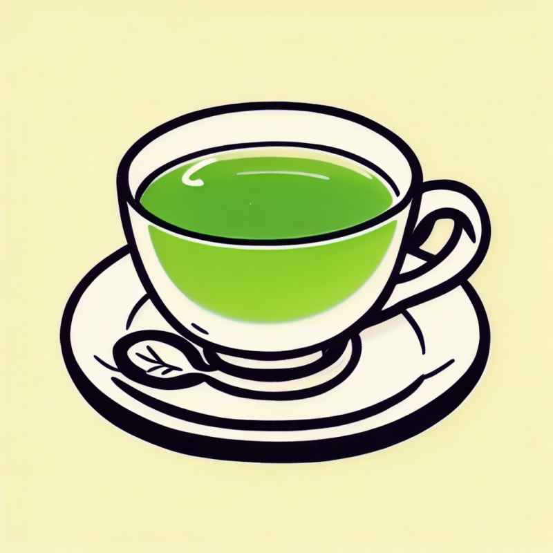 茶杯里的绿茶元素插画 1