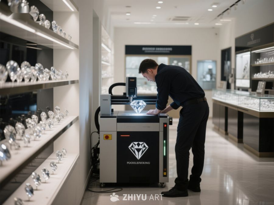 珠宝店员工操作设备检测钻石 528