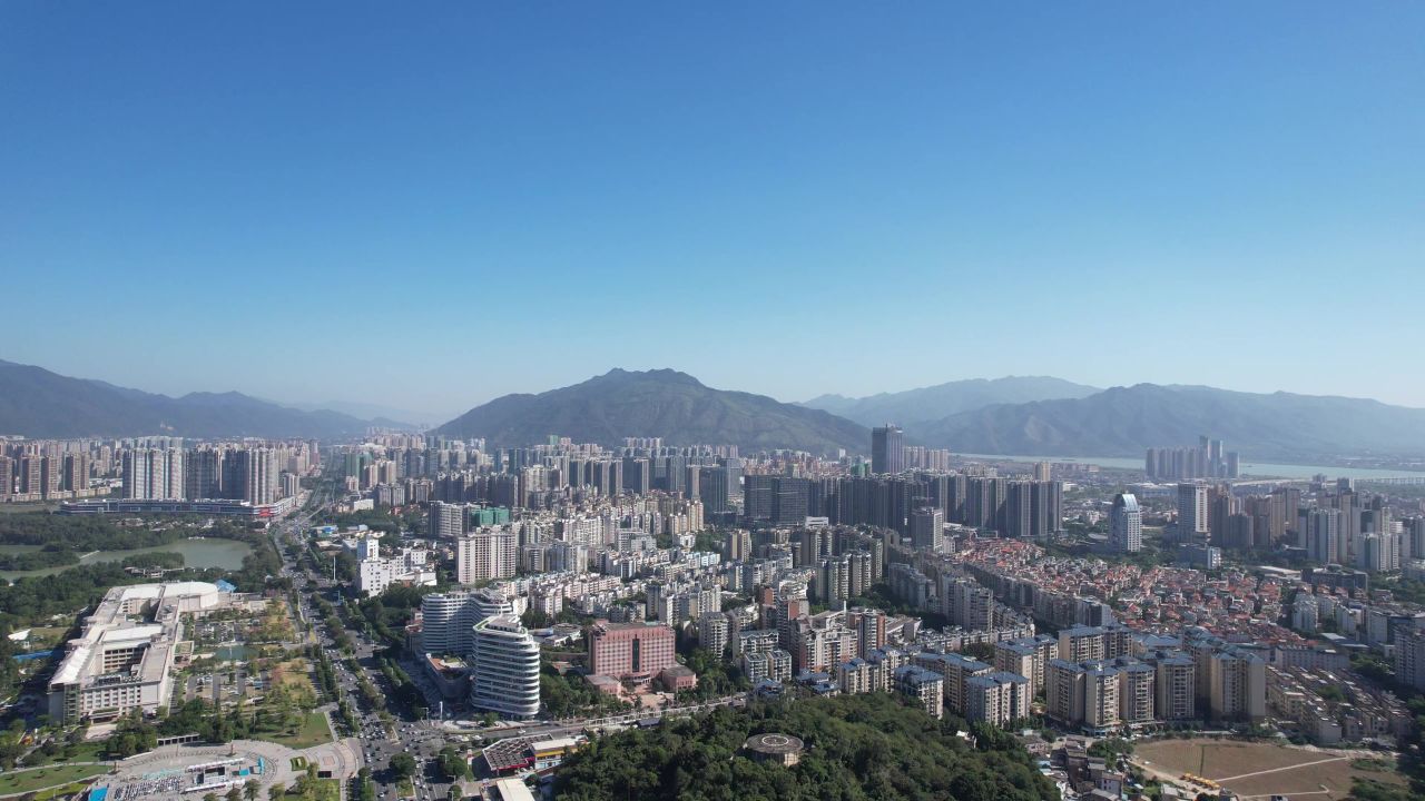 广东肇庆城市风光航拍 