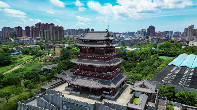 航拍江西抚州拟岘台文物古建筑