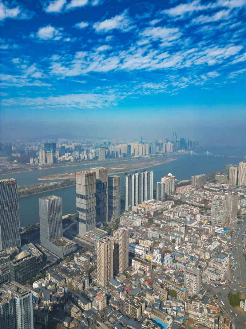 湖南长沙城市风光航拍摄影图
