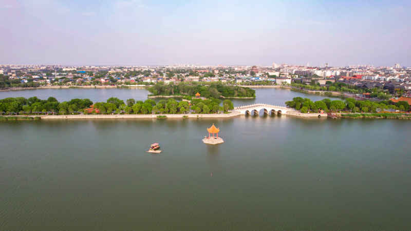河南开封城市风光旅游景区航拍图 