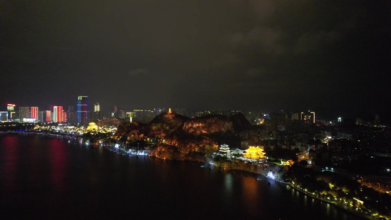 柳州城市夜景灯光航拍