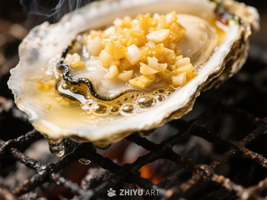 蒜蓉烤生蚝，美味海鲜佳肴