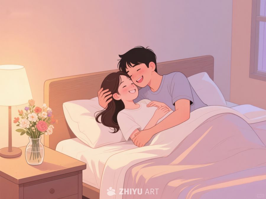 温馨床头，情侣相拥而眠 685