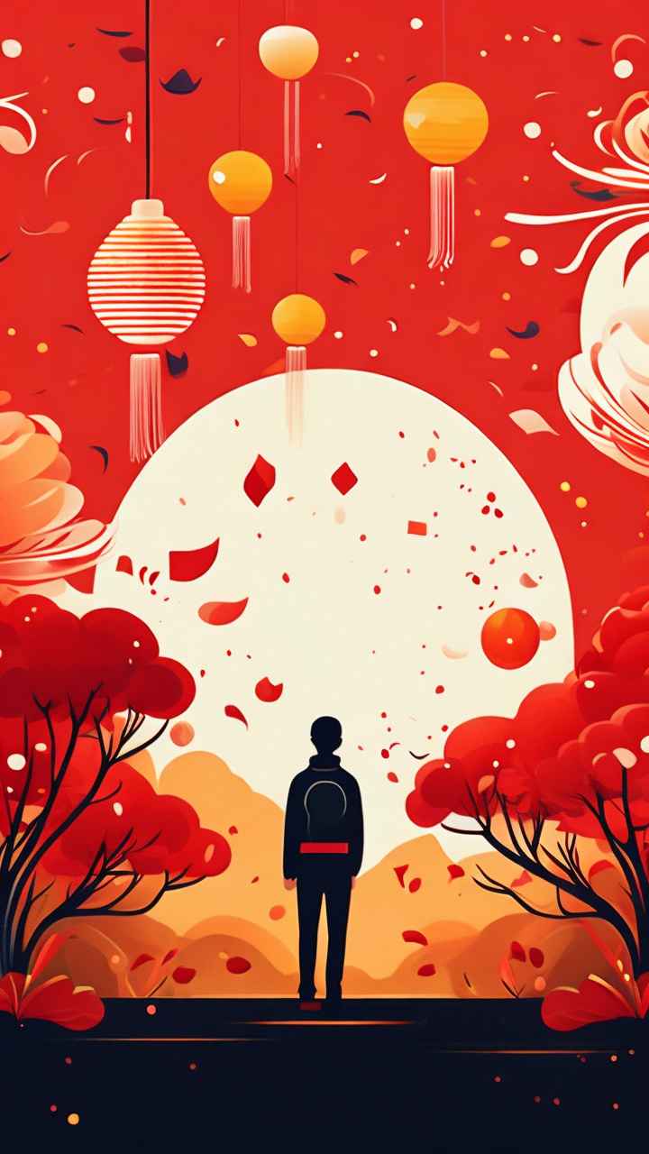 春节爆竹简约插画 22
