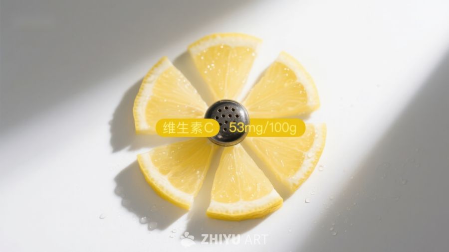 柠檬切片与维生素C含量展示