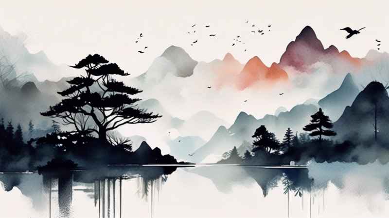 国潮山水画插画背景 62