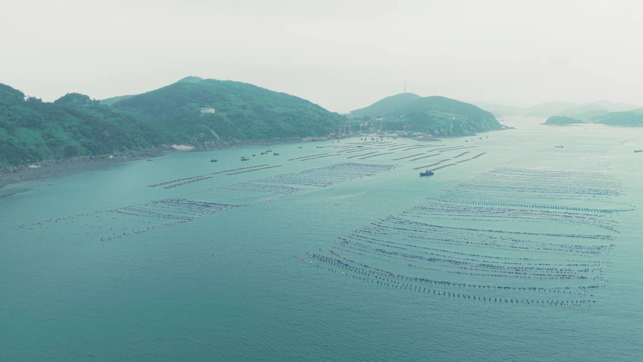 航拍长海岛港口码头