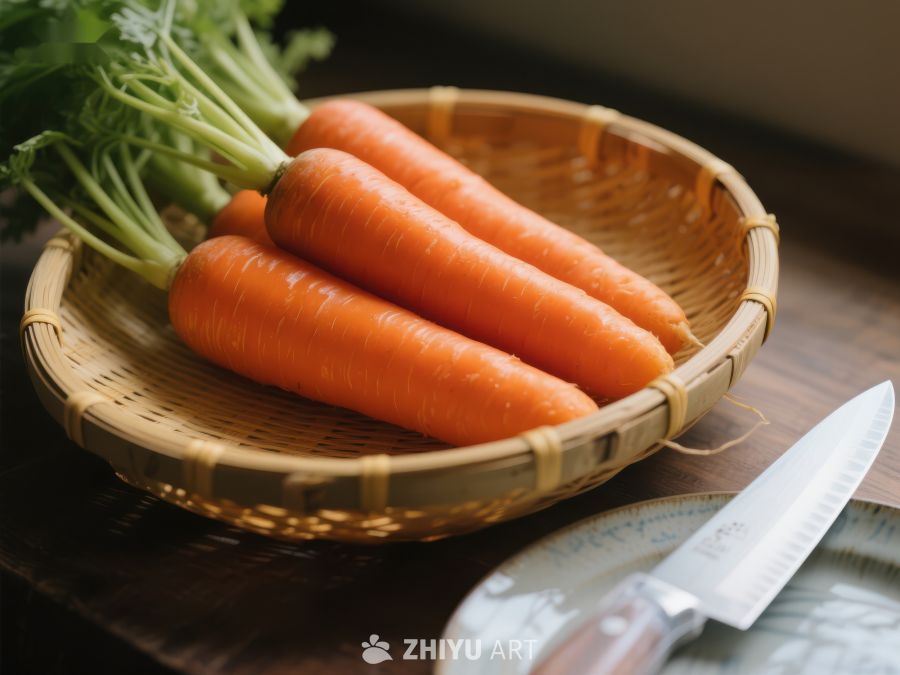 竹篮中的新鲜胡萝卜 689