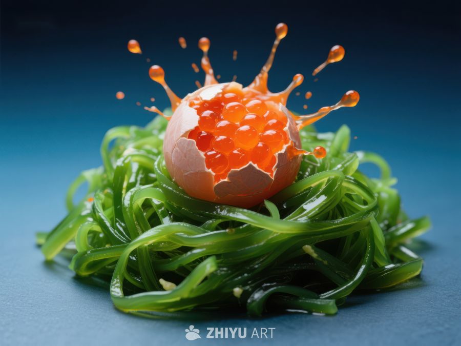 海藻上的鱼子酱爆裂瞬间 220