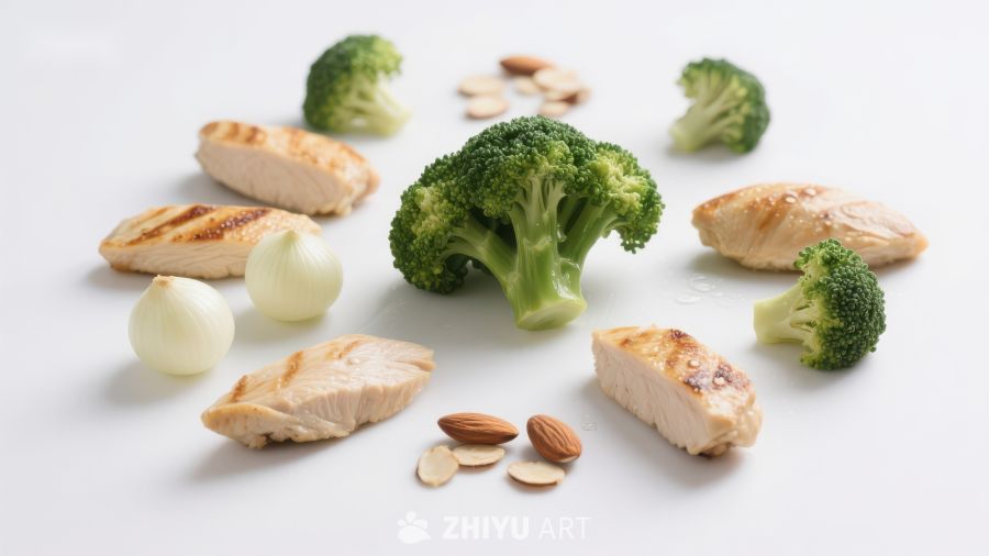 鸡肉、西兰花与坚果的健康组合