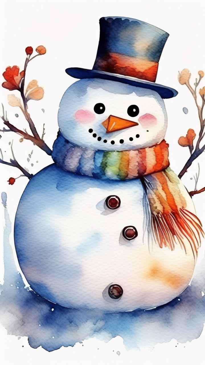 冬季插画雪人堆 82