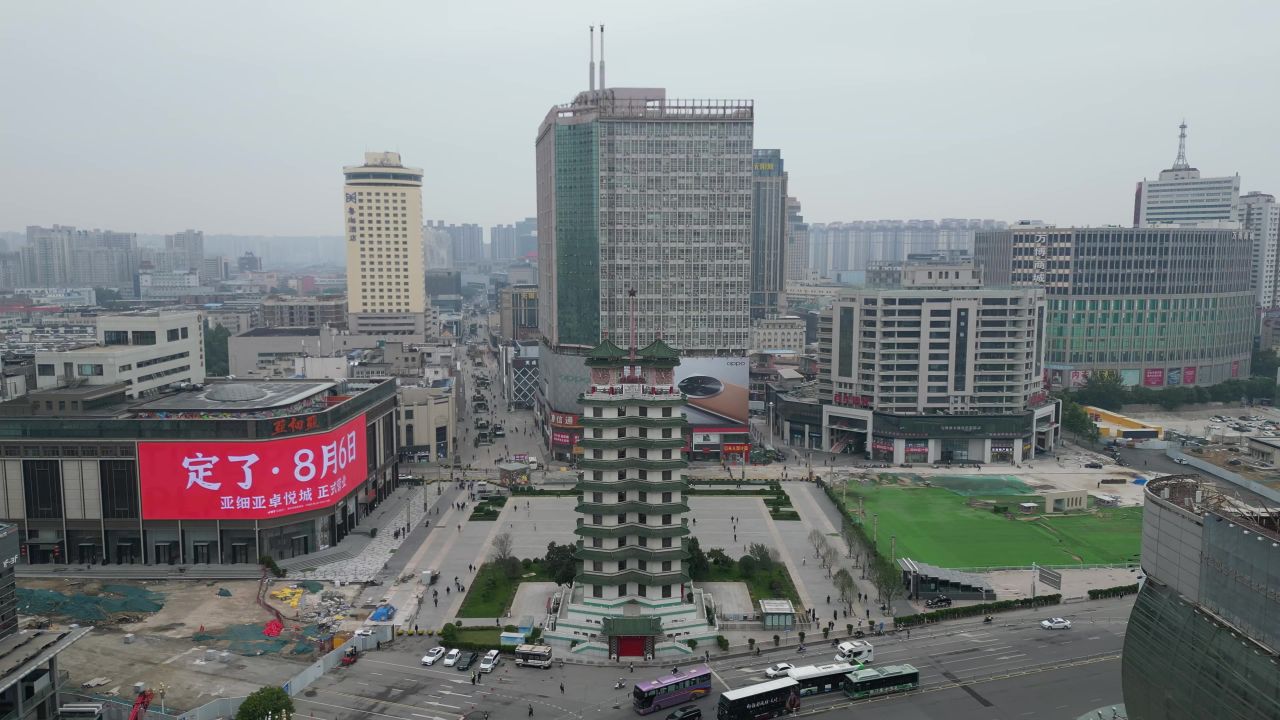 河南郑州城市风光地标建筑航拍 