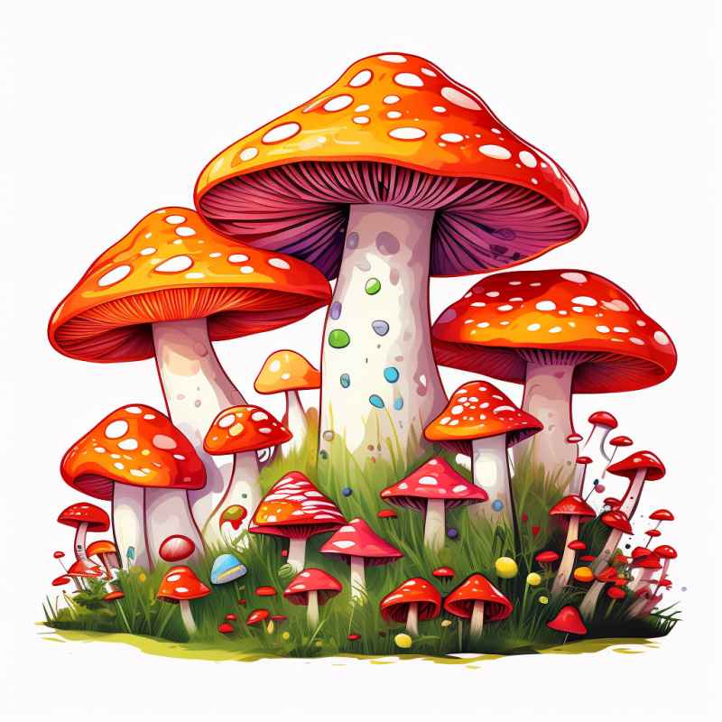 色彩缤纷的卡通蘑菇有浅橙色 2