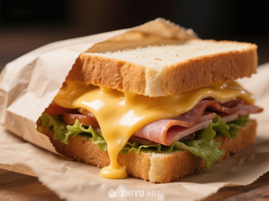 芝士火腿三明治特写
